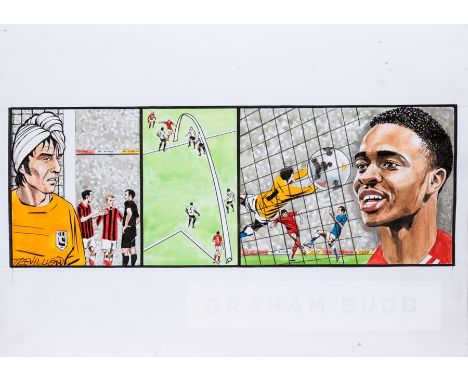 Paul Trevillion (British, b.1934), YOU ARE THE REF - LAWS OF FOOTBALL NO. 284, featuring original drawing of Raheem Sterling,