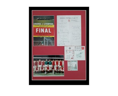 Autographed Arsenal 1970-71 framed presentation,comprising a sheet of Arsenal FC headed paper titled '1970 FAIRS' Cup Winners