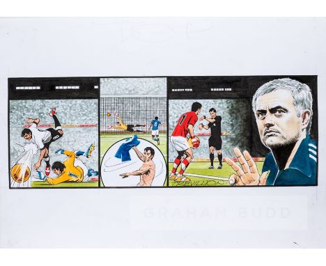 Paul Trevillion (British, b.1934), YOU ARE THE REF - LAWS OF FOOTBALL NO. 324, featuring original drawing of Jose Mourinho,as