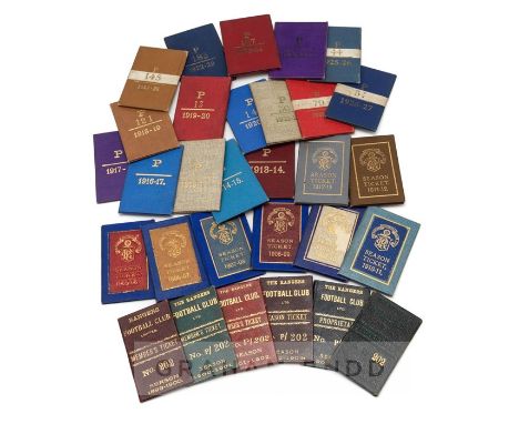 A complete run of Glasgow Rangers season ticket books from 1899-1900 to 1928-29, 30 season ticket books with hardcover, club 