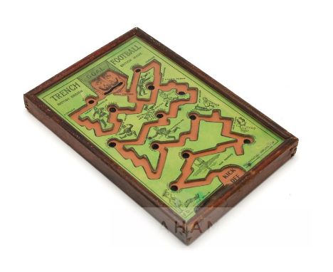 World War I Trench Football propaganda game, circa 1916, a skill game in which the player has to navigate a small ball-bearin