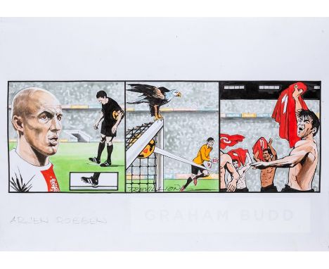 Paul Trevillion (British, b.1934), YOU ARE THE REF - LAWS OF FOOTBALL NO. 269, featuring original drawing of Arjen Robben,  a