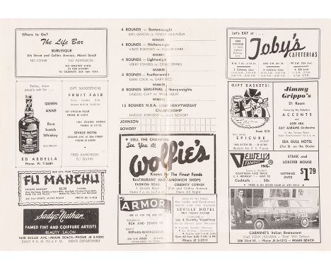 Extremely rare Cassius Clay fourth professional fight onsite programme v Jim Robinson, held at Miami Beach Convention Hall on