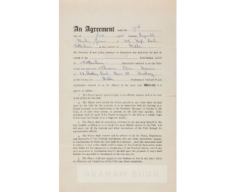 Player's Contract for Tommy Harmer and Tottenham Hotspur FC season 1950-51,the Season Spurs Won the First Division Championsh
