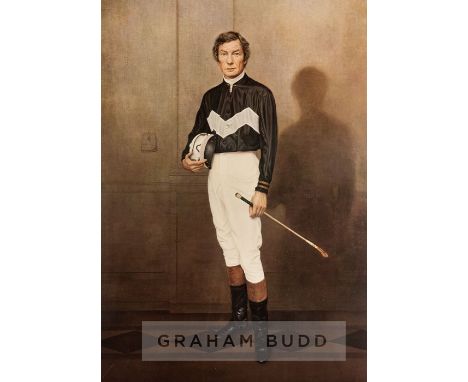 Lester Piggott signed portrait print,published by Arthur Ackermann & Sons, London, depicting the legendary jockey in Charles 