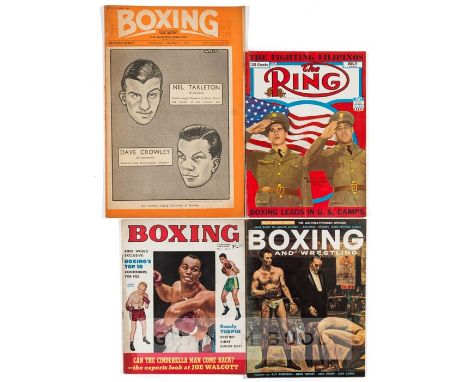 Collection of boxing magazines, including three bound volumes of Boxing News covering the period December 1946-December 1947 
