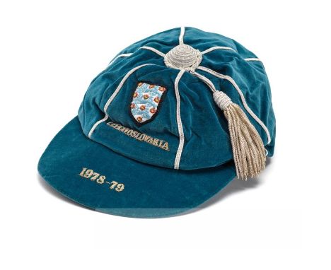 Peter Shilton blue England cap from the 1978-79 International friendly against Czechoslovakia at Wembley, 29th November 1978,