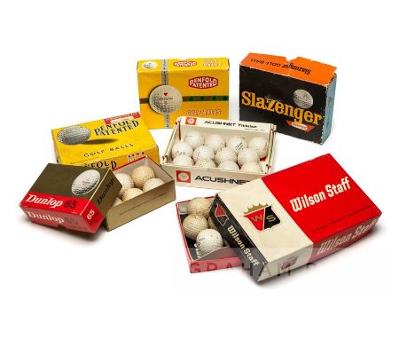 Large quantity of fully boxed vintage golf balls,including Titleist Acushnet, Dunlop 65, Penfold Patented, Wilson Staff and S
