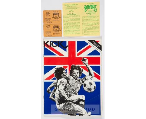 Tampa Bay Rowdies v Manchester United programme played at the Tampa Stadium 28th May 1978,complete with an attached sequentia
