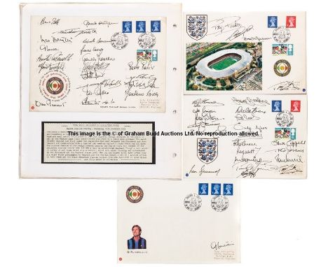 Group of four signed First Day Covers relating to the England v Italy World Cup Qualifier played at Wembley 16th November 197