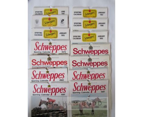 An almost complete run of  31 Schweppes Sporting Calendars dating between 1976 and 2000, missing only 1992 and 1993, each mon