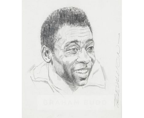 Paul Trevillion (British, b.1934), PELE, pencil sketch of the legendary Brazilian footballer, signed by the artist in the rig