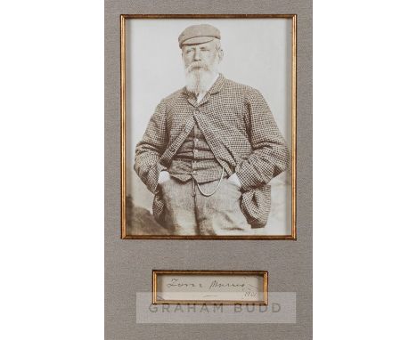 Tom Morris autographed framed presentation,mounted with an authenticated ink signature of the 'Father of Golf' dated 1901 bel
