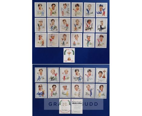 1987 and 1991 Ryder Cup golf cards some bearing autographs,published by Victoria Gallery of London, two incomplete sets of ca