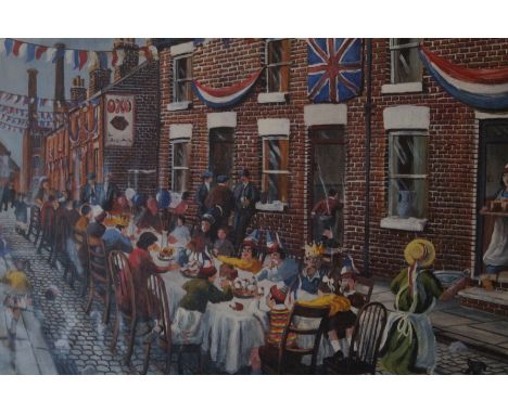 Bernard McMullen Limited edition Print with Double Blind stamp Signed in pencil - Street party 54/850