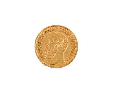 Dt. Kaiserreich /GOLD - 10 Mark Baden, Friedrich 1898 G ss-, leicht verschmutzt, ca. 3,9 g.| German Empire /GOLD - 10 Mark Ba