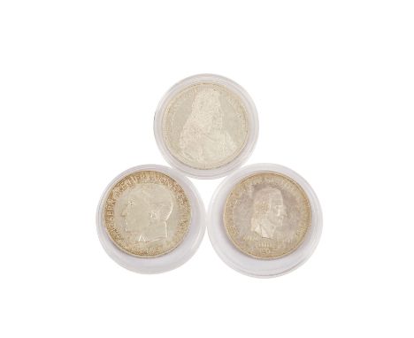 BRD - 3 x 5 DM: von Schiller 1955, Markgraf von Baden 1955, von Eichendorff 1957, Erhaltungen ss/vz.| FRG - 3 x 5 DM: von Sch