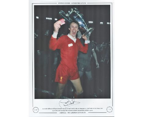 Phil Neal 16x12 signed colourised photo, Autographed Editions, Limited Edition. Photo Shows Neal celebrating the Victory over