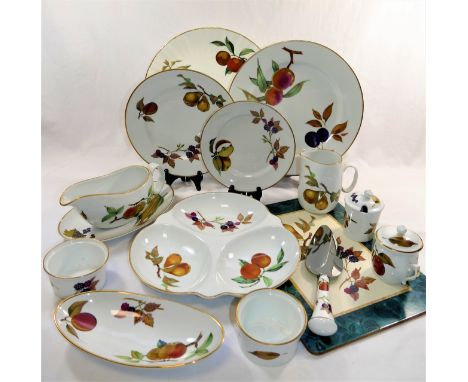An assortment of Royal Worcester 'Evesham' pattern items, mainly dinnerware, including plates, tureens, serving plates, veget