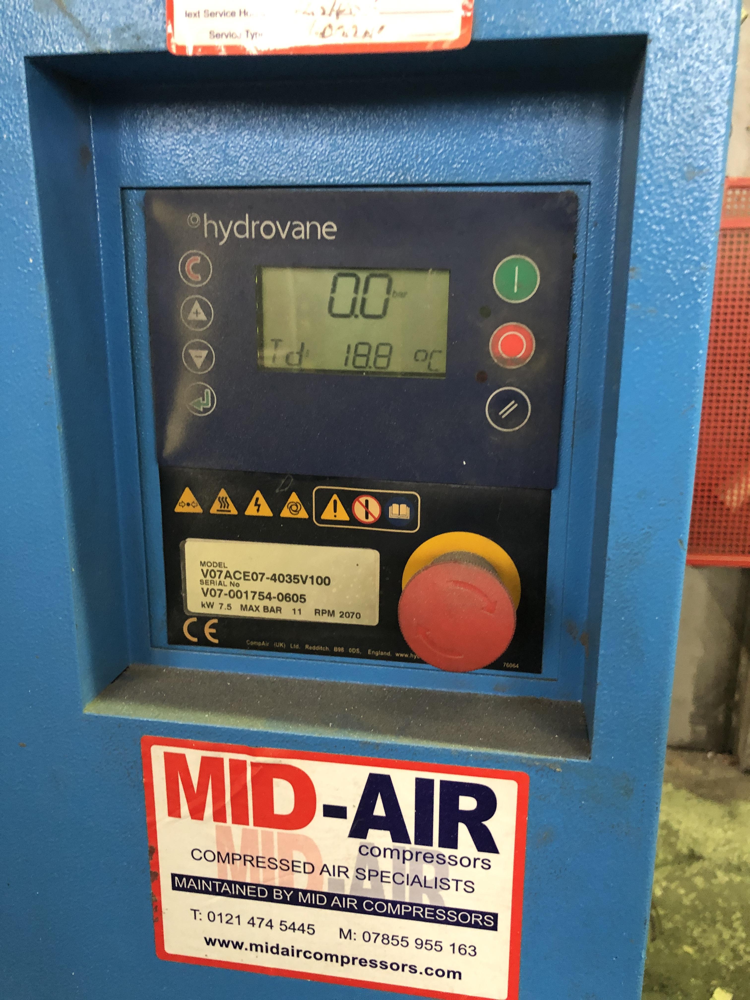 Hydrovane V07ACE07 4035V100 Reciever Mounted Air Compressor. Serial