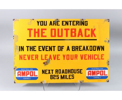 THE OUTBACK, AN AUSTRALIAN ENAMEL SIGN. 15ins x 23ins.