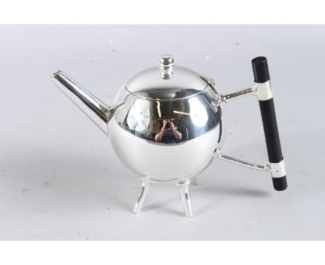 A CHRISTOPHER DRESSER DESIGN PLATED GLOBULAR TEAPOT.