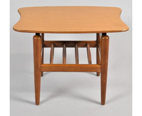 A 1970's Shaped Topped Small Coffee Table with Spindle Stretcher Shelf, 50cm Long 