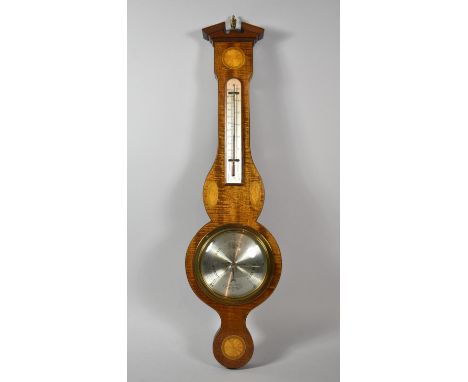 A Modern Inlaid Wall Barometer with Thermometer by Comitti, London, 67cm high 