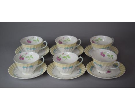 A Royal Doulton Picardy Pattern Teaset to Comprise Six Cups and Six Saucers 
