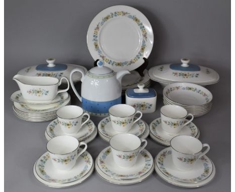 A Royal Worcester Pastorale Part Dinner and Teaservice to Comprise Lidded Tureens, Six Large Plates, Six Small Plates, Six Bo