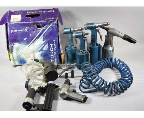 A Parweld Progrip Welding Torch Together with a Collection of Air and Spray Tools 