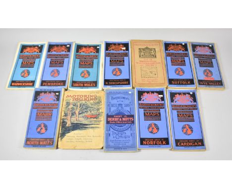 A Collection of Eleven Bartholomew's and Ordnance Survey Vintage Road Maps 