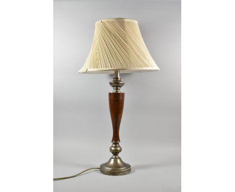 A Modern Wood and Metal Table Lamp with Shade 