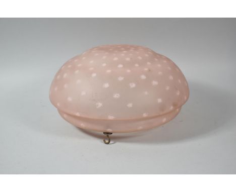 A Vintage Acid Etched Pink Glass Ceiling Light Shade, 30cm Diameter 