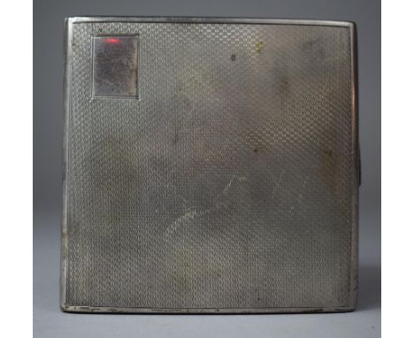 A Silver Cigarette Case with Engine Turned Decoration, Birmingham Hallmark 