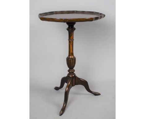 A Reproduction Mahogany Piecrust Tripod Wine Table, 40cm Diameter 