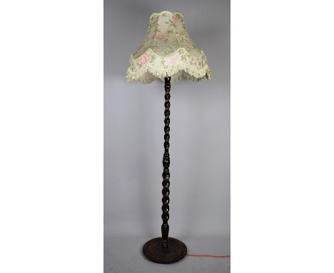 An Edwardian Barley Twist Standard Lamp and Shade 
