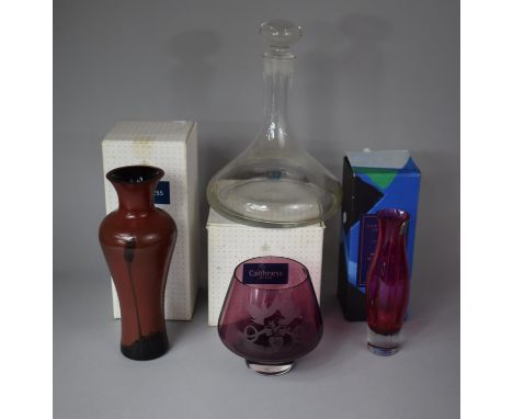 A Collection of Boxed Glassware to Include Caithness Glass Vases, Dartington Crystal Vase Together with an Unboxed Rayware De