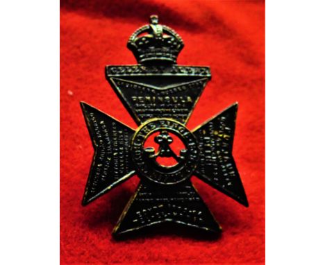 King's Royal Rifle Corps Forage Cap Badge (Blackened-brass), two lugs. K&amp;K: 674