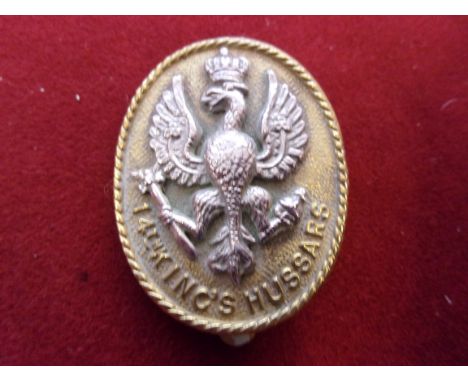 14th (King's) Hussars WWI Cap Badge (Bi-metal), slider. K&amp;K: 772