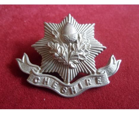 Cheshire Regiment Other Ranks WWI Forage Cap Badge (White-metal), lugs. K&amp;K: 621