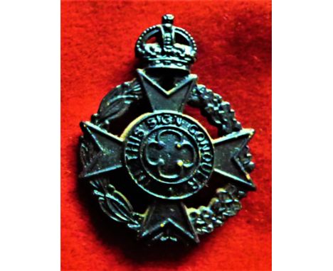 Royal Army Chaplains Department (Christian Chaplains) WWII Officers Service Cap Badge (Blackened-brass), tab fitting. K&amp;K