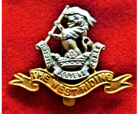 Duke of Wellington's (West Kent Regiment) WWI Forage Cap Badge (Bi-metal), slider has been repaired. K&amp;K: 642