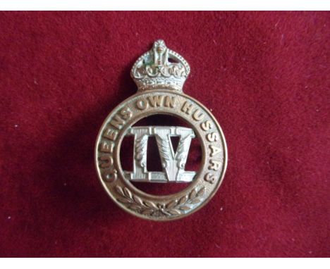 4th (Queen's Own) Hussars Field Service Cap Badge (Bi-metal), two lugs. K&amp;K: 755