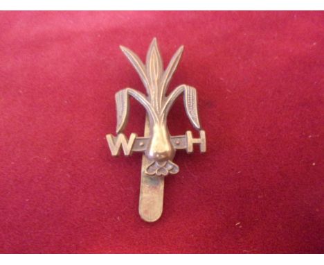 Welsh (Yeomanry) Horse (Lancers) WWI Cap Badge (Brass), slider and made J.R. Gaunt. K&amp;K: 1482