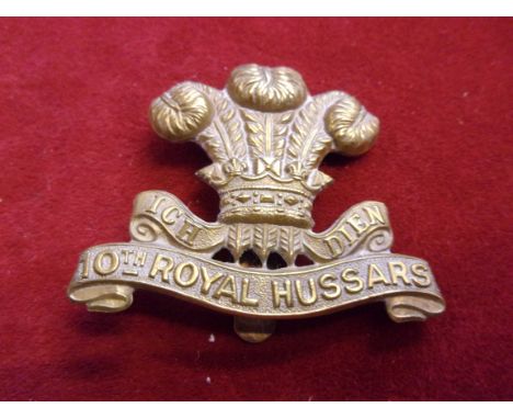10th (The Prince of Wales Own Royal Regiment) Hussars WWI War Economy Cap Badge (Brass), slider. K&amp;K: 765