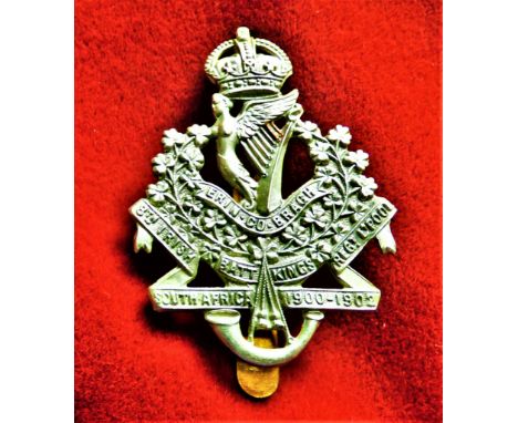 The King's (Liverpool Regiment) 8th (Irish) Battalion WWI Officers Cap Badge (Silver-plated), slider. K&amp;K: 1704