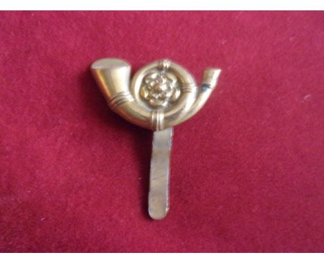 King's Own Yorkshire Light Infantry WWI War Economy Cap Badge (Brass), slider. K&amp;K: 670
