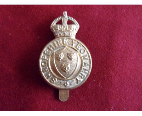 Shropshire Yeomanry (Dragoons) WWI Cap Badge (Gilding-metal), slider. K&amp;K: 1415