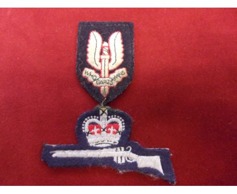 Special Air Service Regiment Beret Badge (Embroidered), sealed 27th May 1953 second type showing the winged dagger with the s